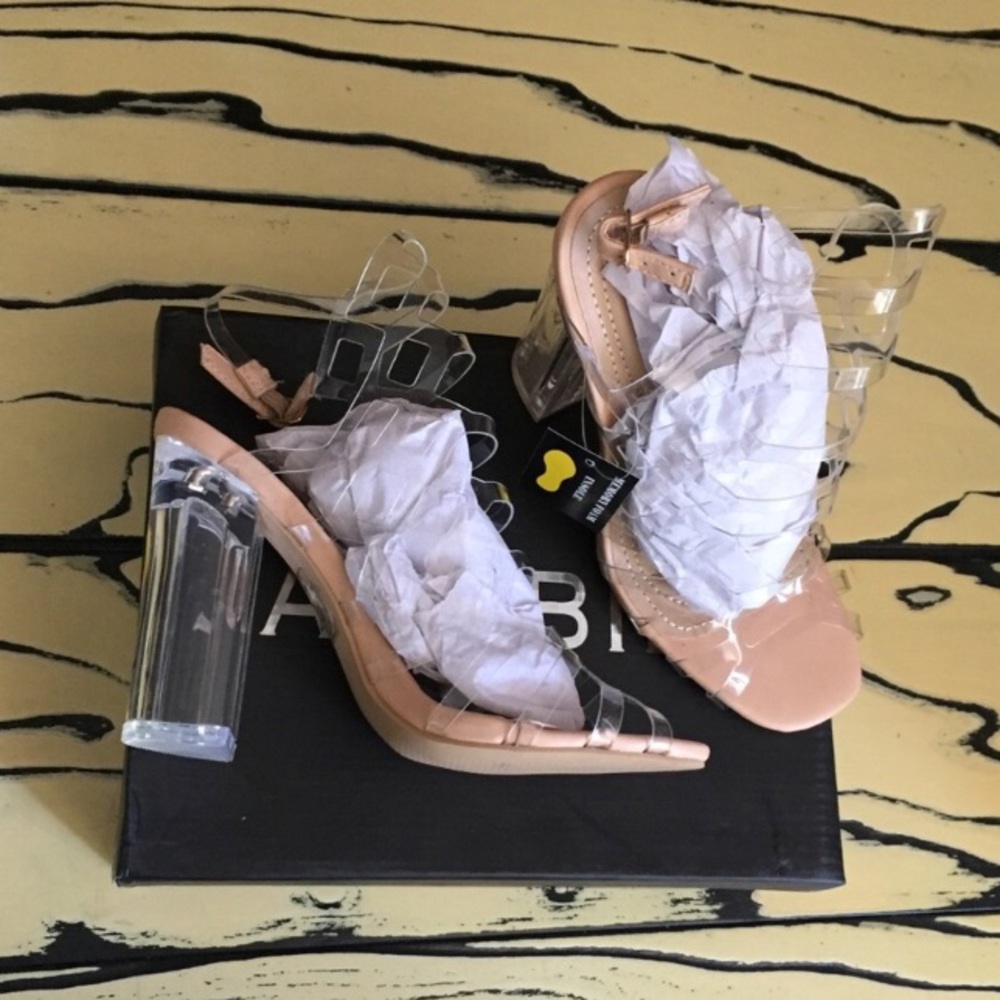 Clear Heel Strappy Crystal Heels Transparent Strap - Picture 5 of 8